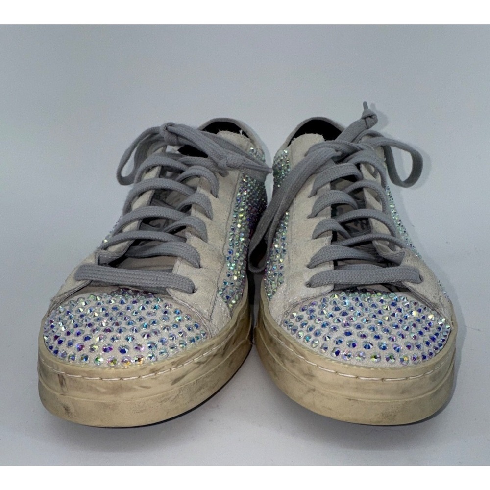 P448 John Gray Suede Rhinestone Sneakers Crystal Bling Y2K 38 size 7 glam Italy - Picture 3 of 13